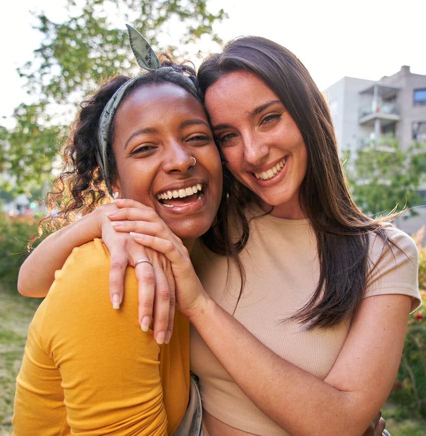 She gives a warm embrace to support her 