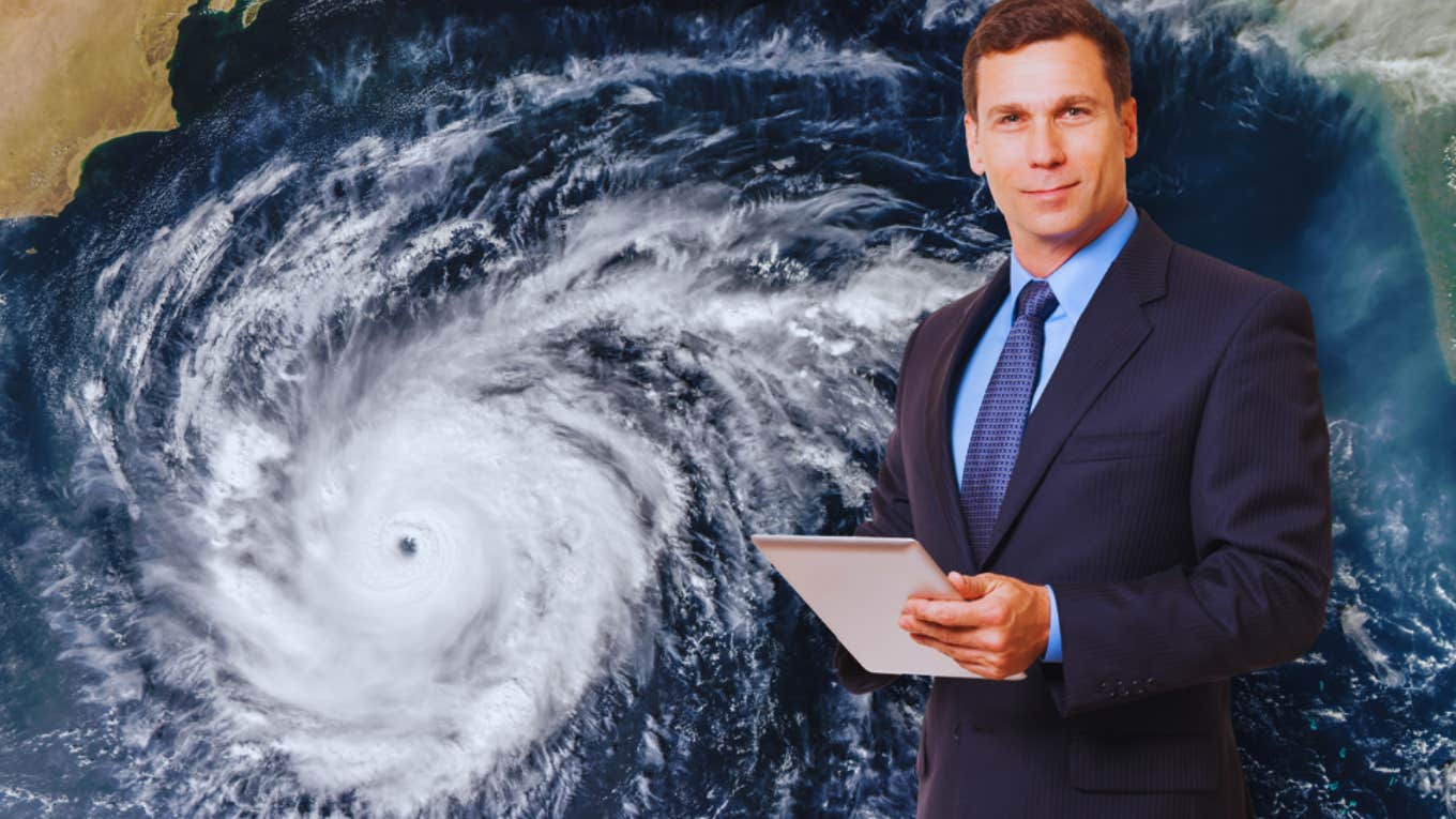 weatherman forecasting hurricane 