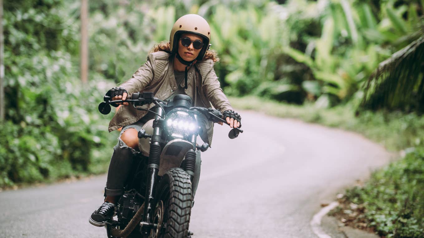 Woman riding a motorcycle 