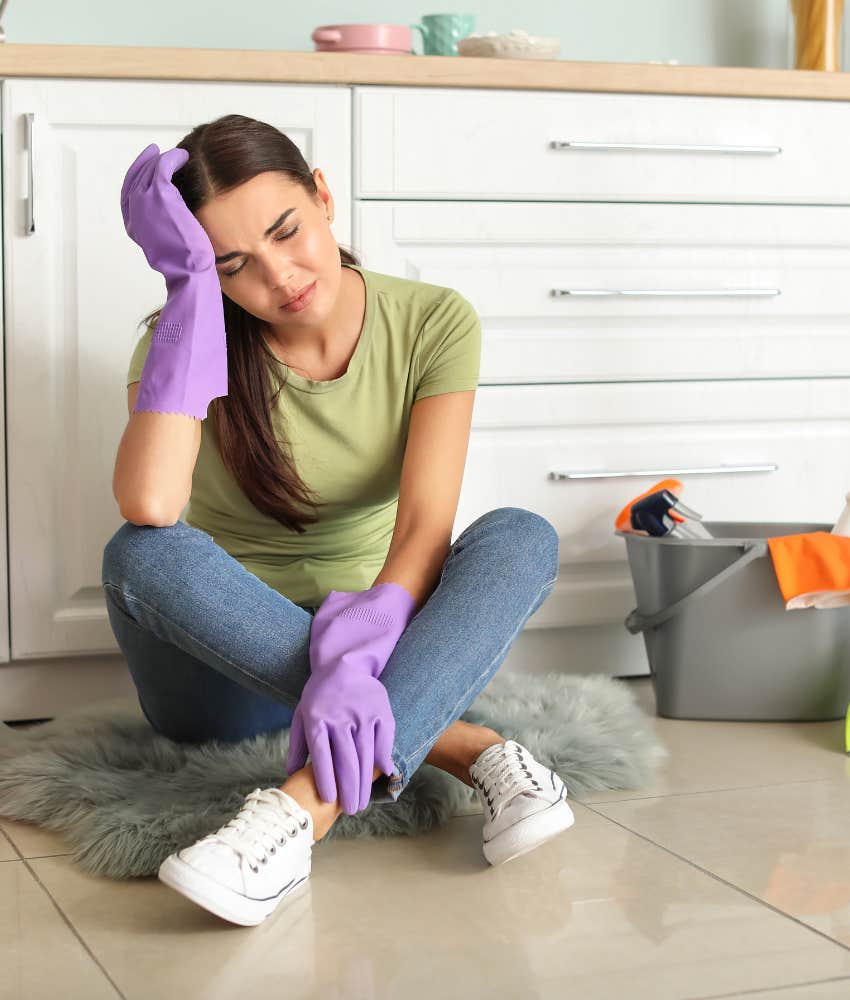 Woman unhappy in her marriage and forced to give up career to clean house