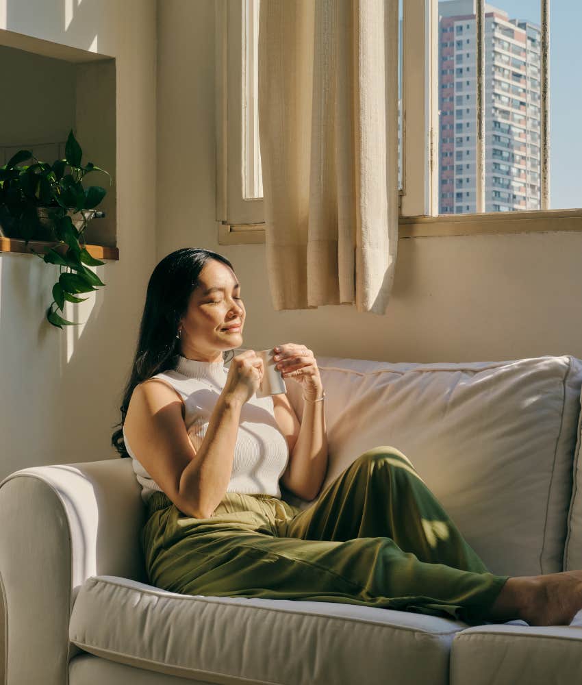 woman indulging in alone time 