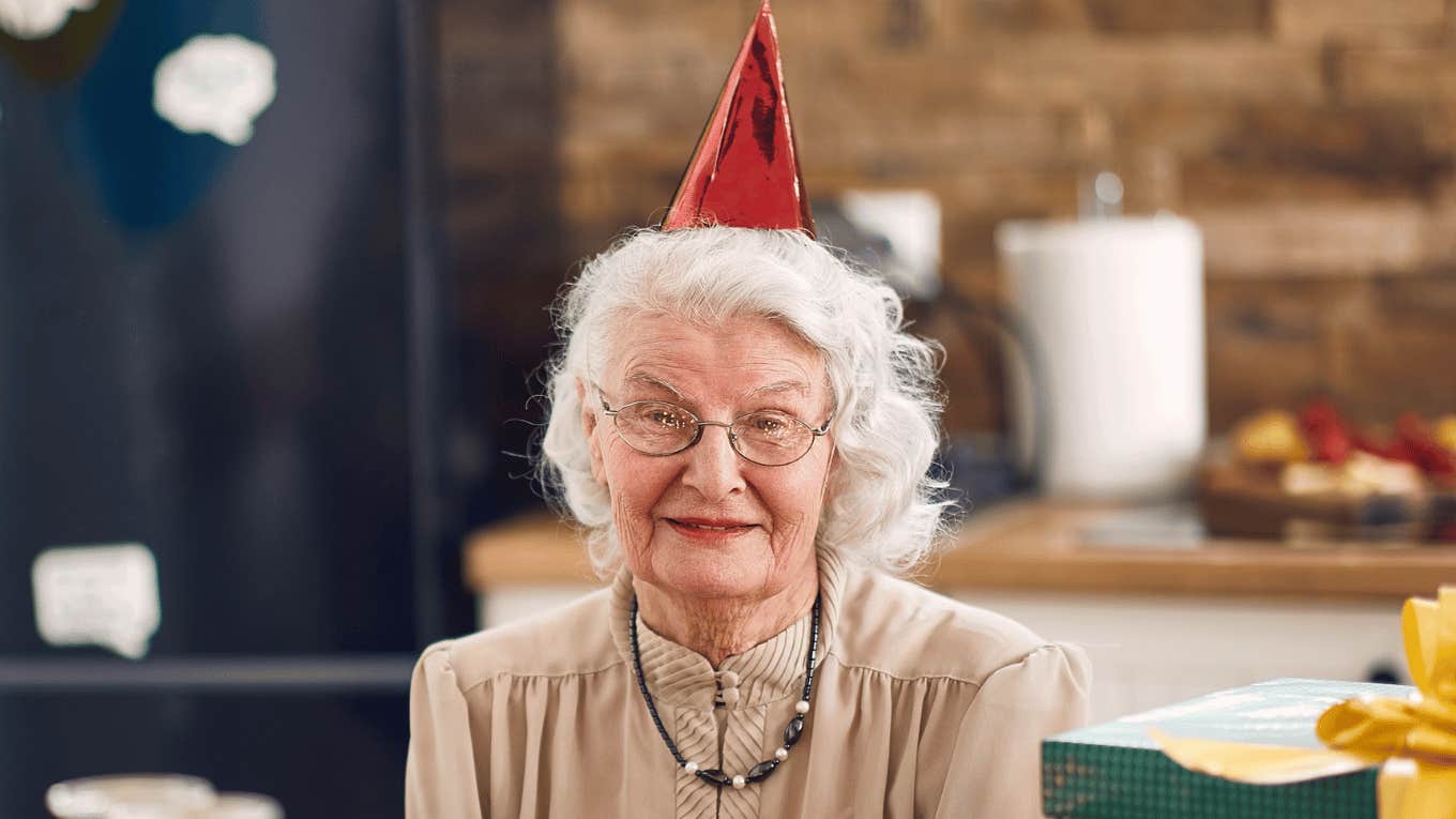 older woman on birthday