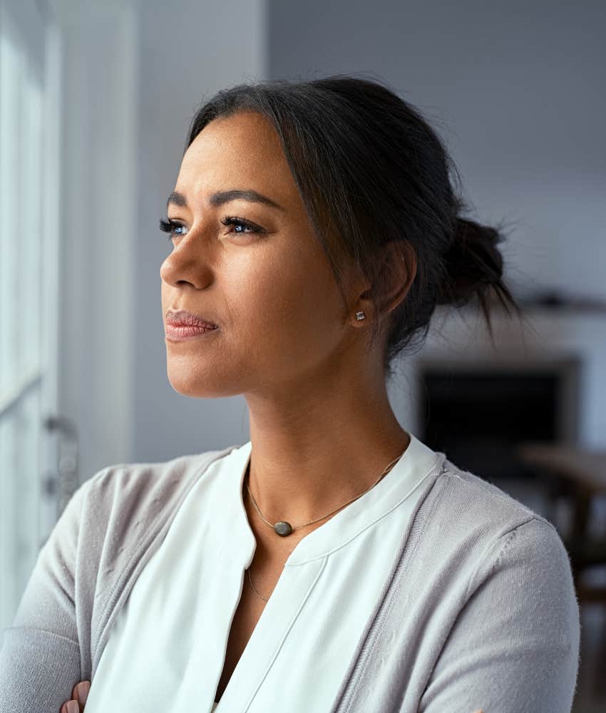 Woman reflecting on the past