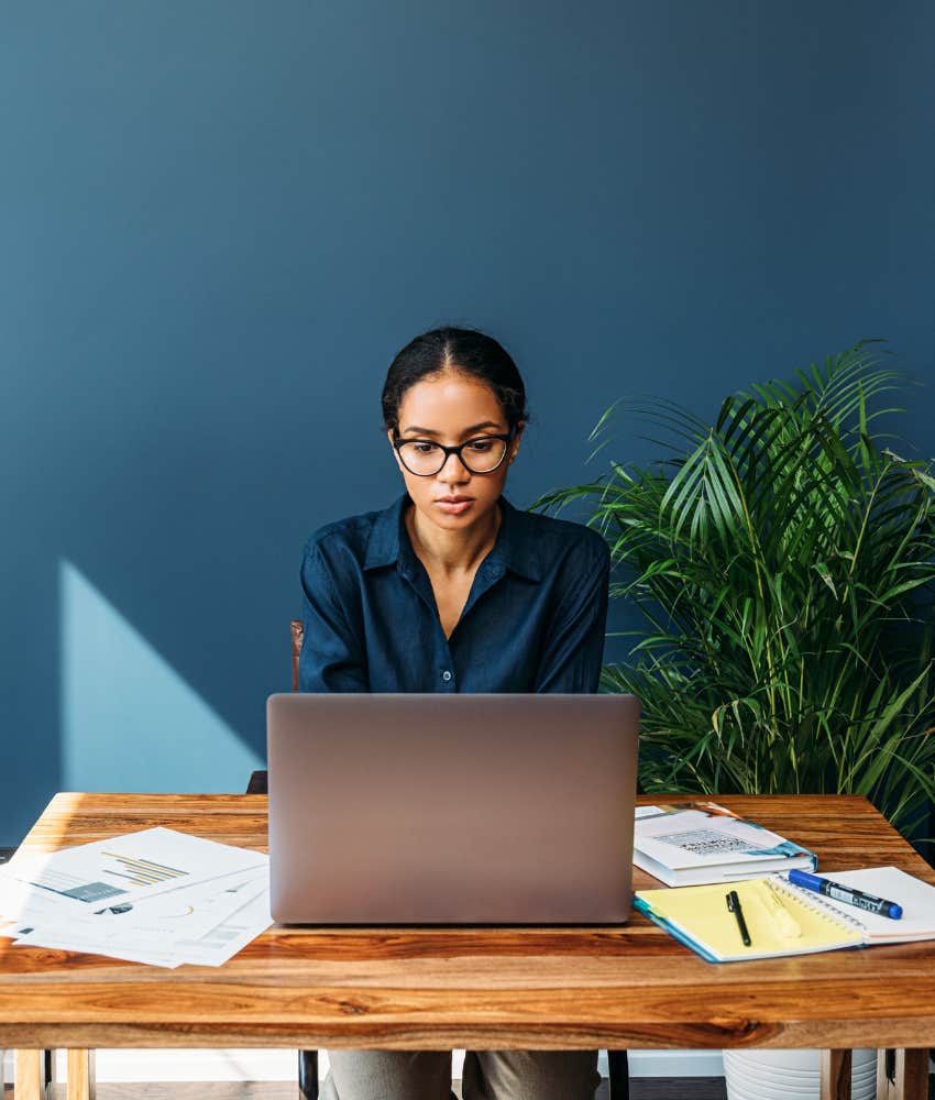 woman working for free at job