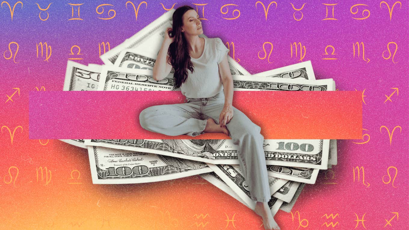 content woman and zodiac signs having luck with finances september 2024