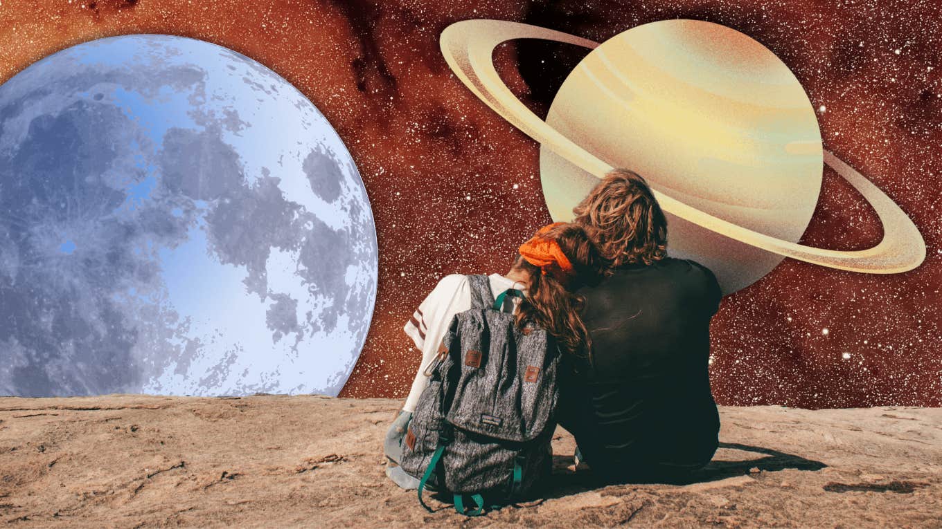 couple looking into space as relationship improves october 2024