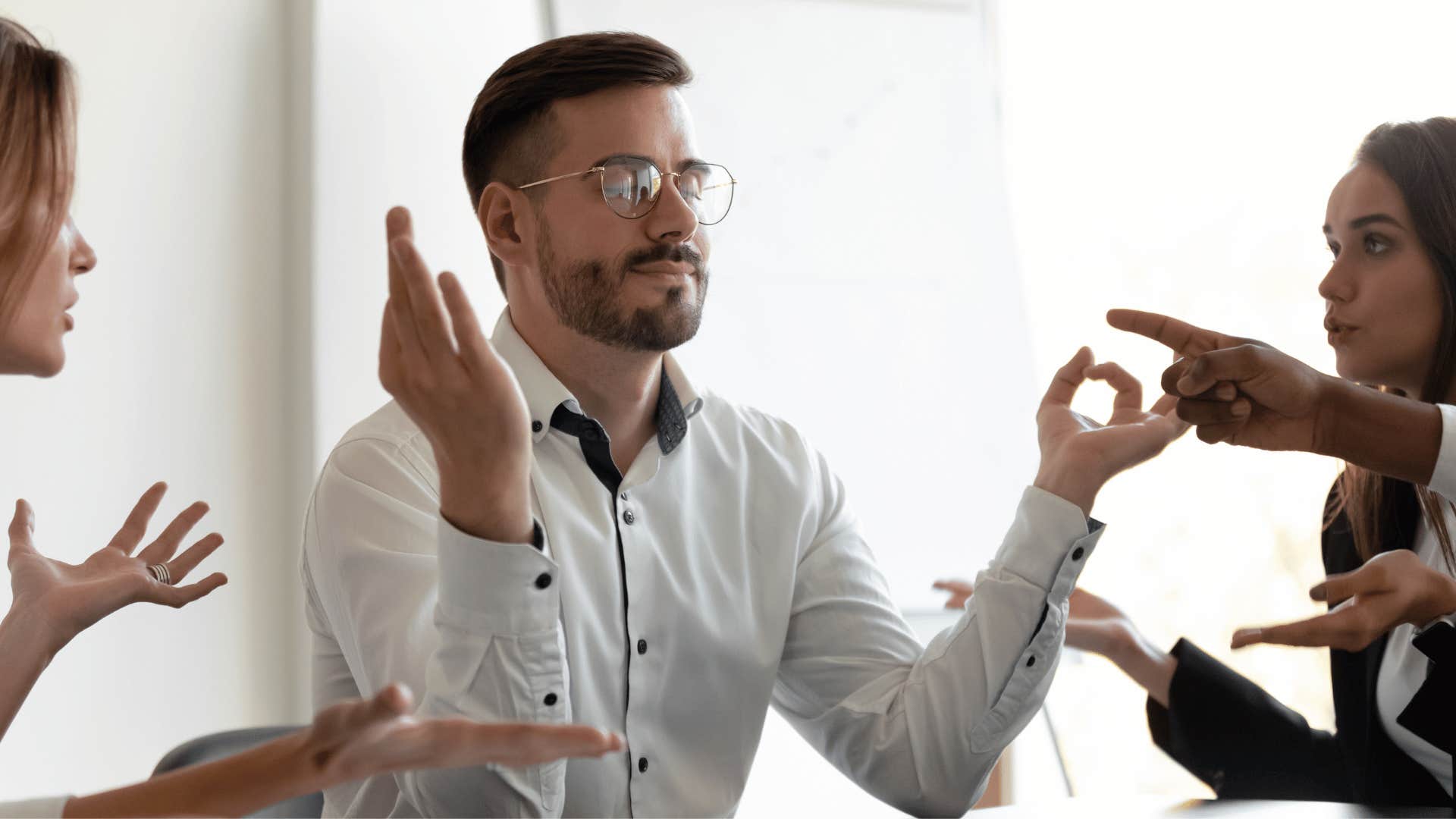 man staying calm in stressful environment