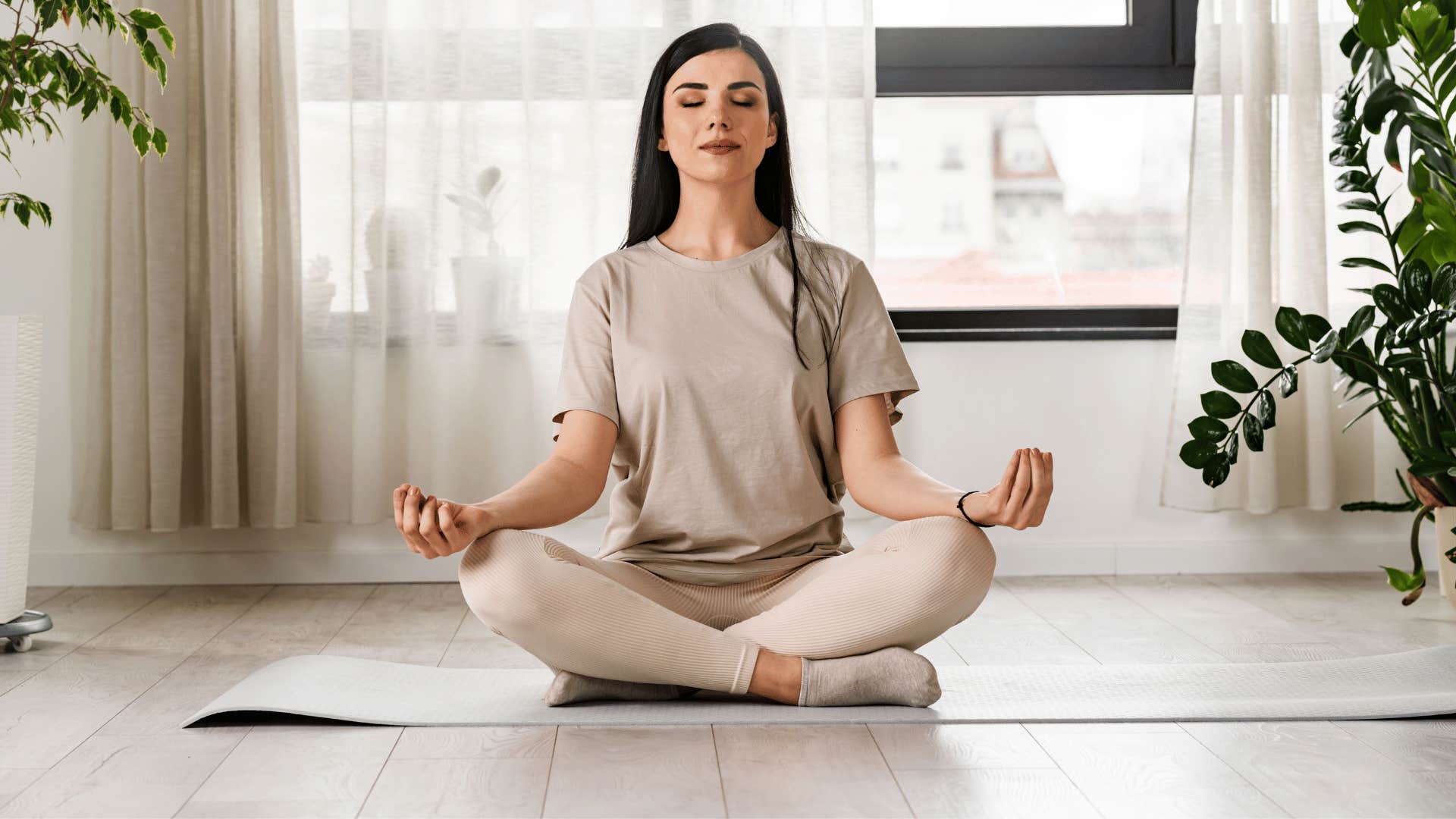 young woman meditating 