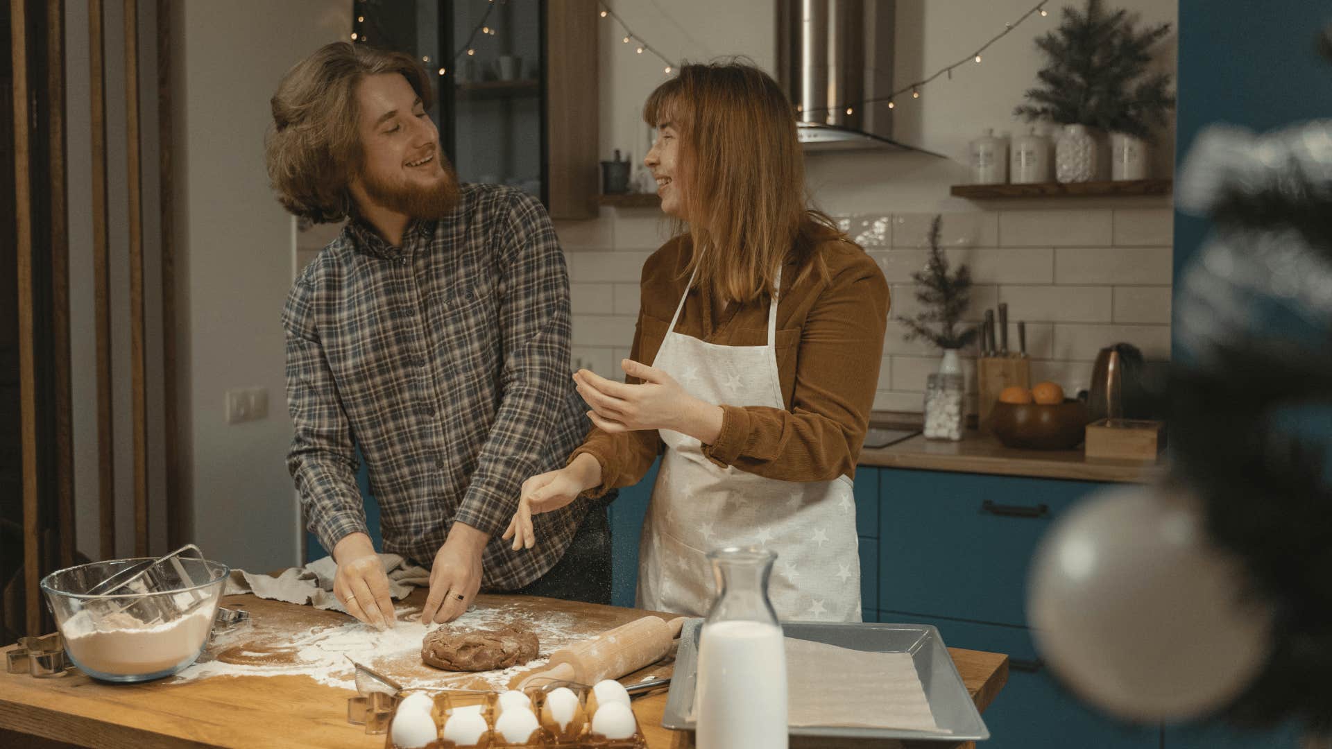 couple cooking together 