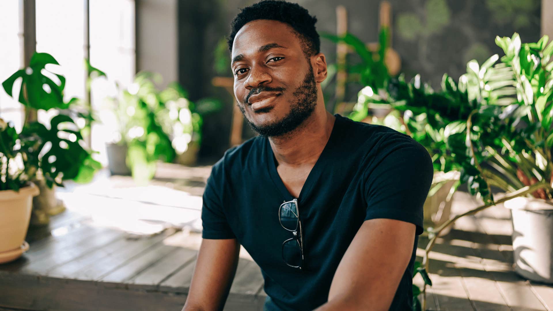 young black man smiling softly