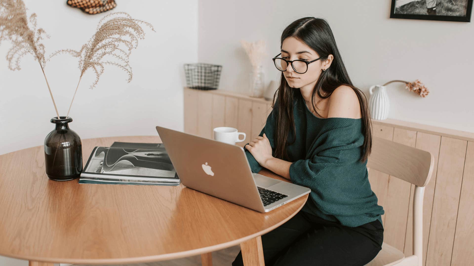 young woman focused on her work