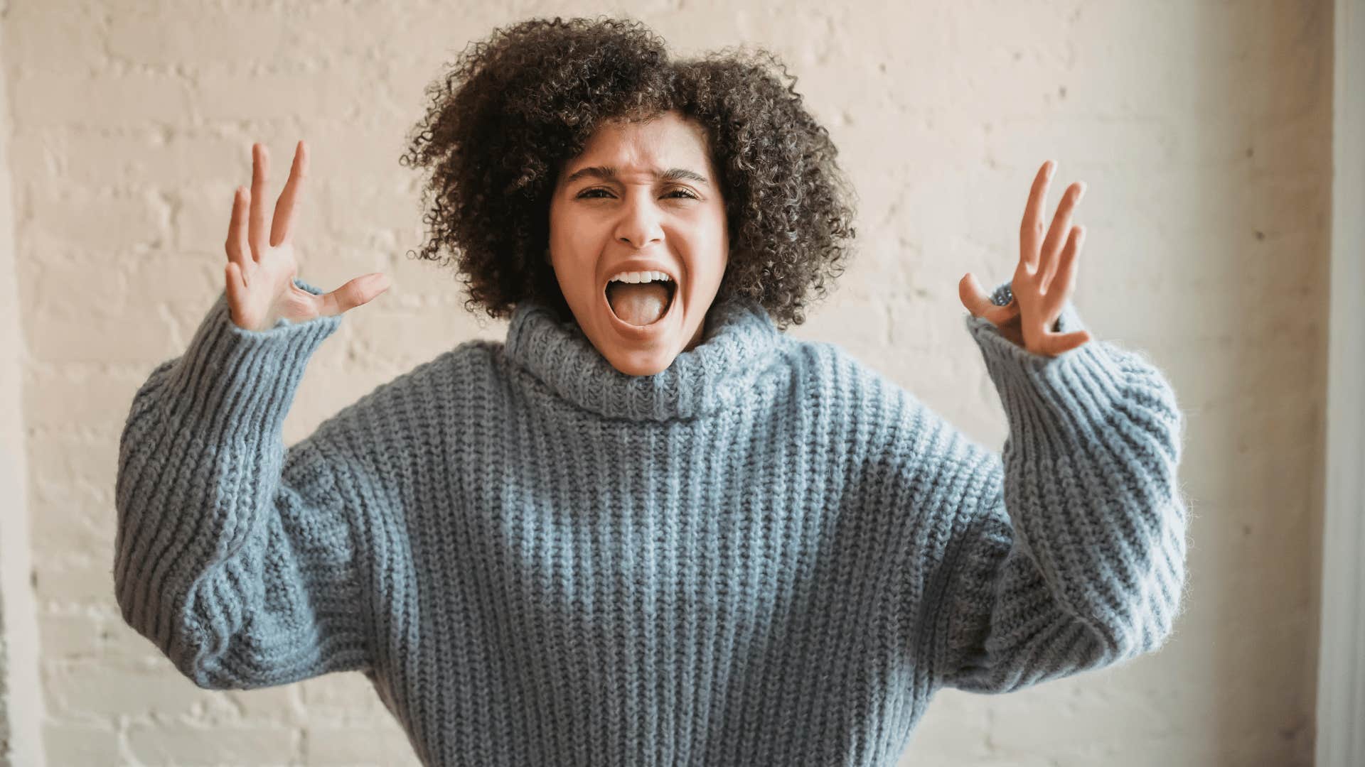 adult woman throwing a tantrum