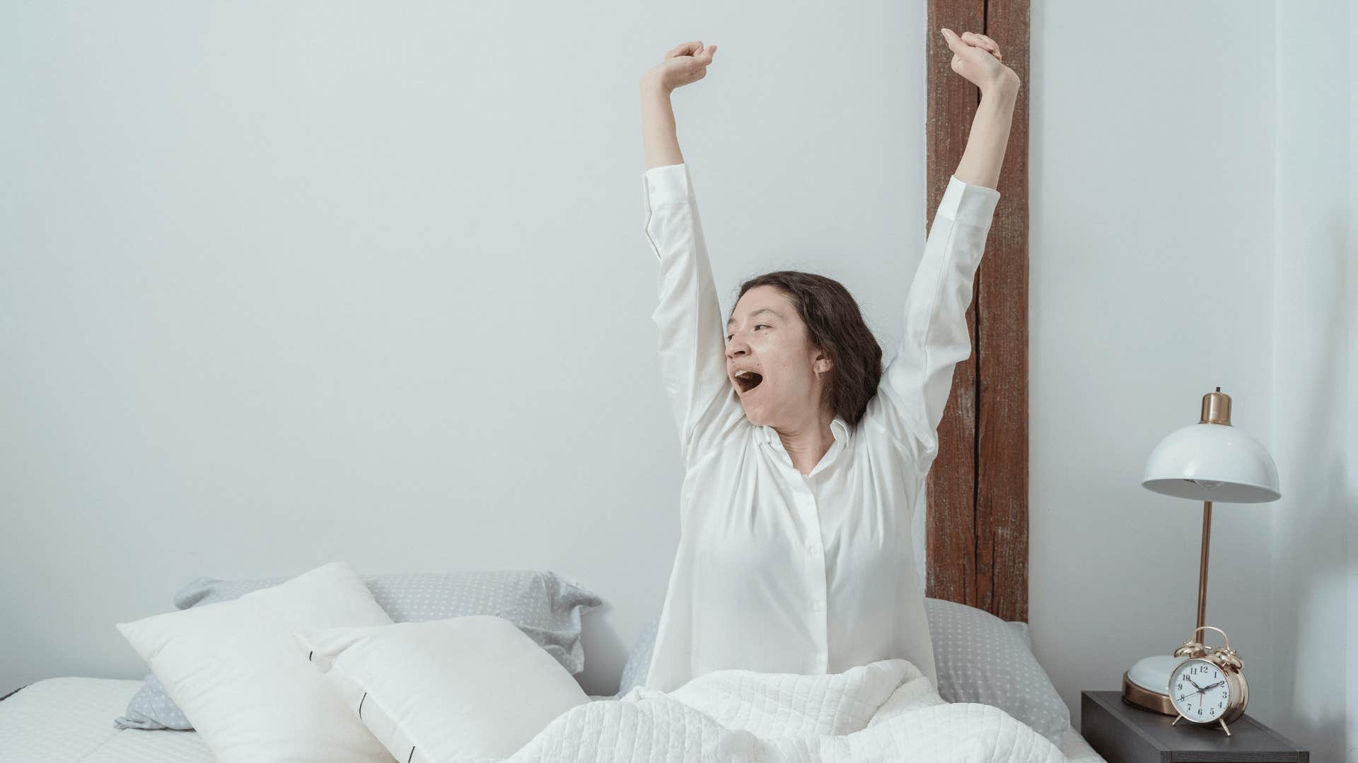 woman stretching in the morning