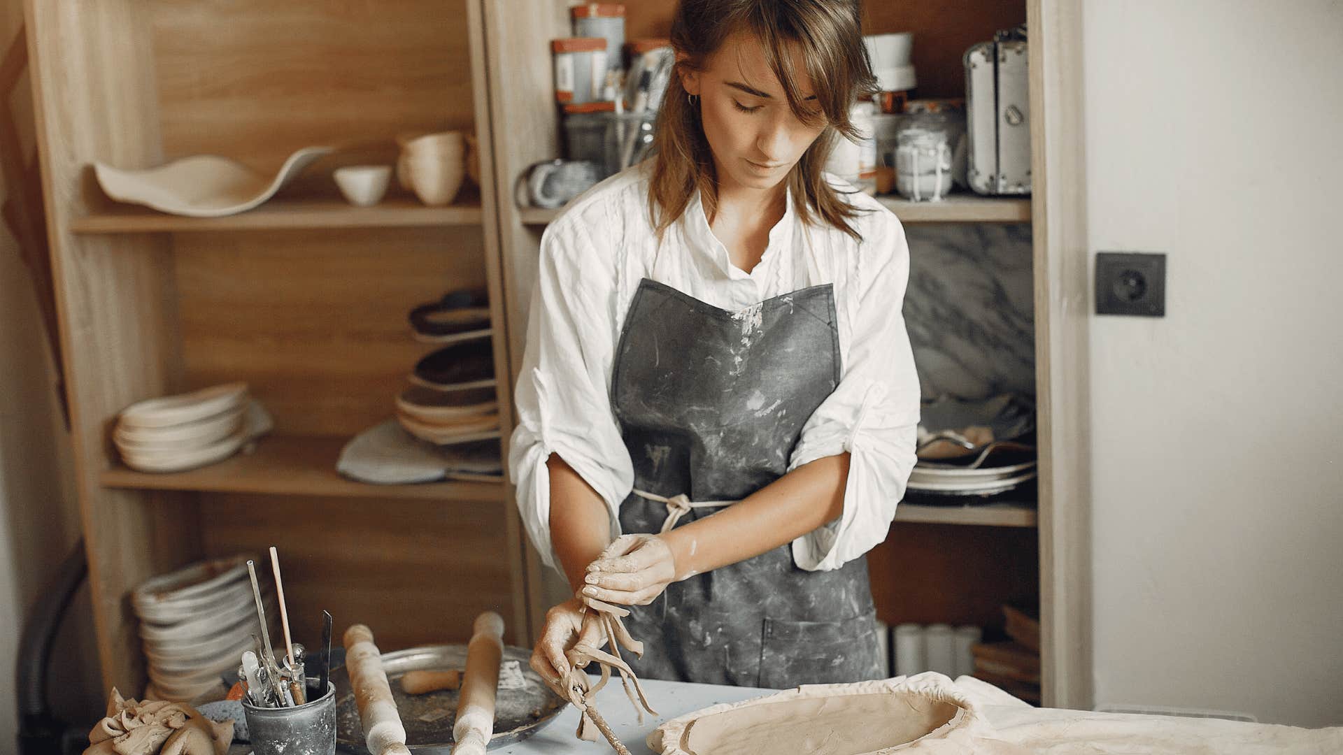 woman in a pottery studio