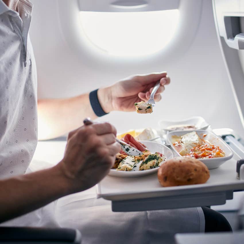 Eating airplane food