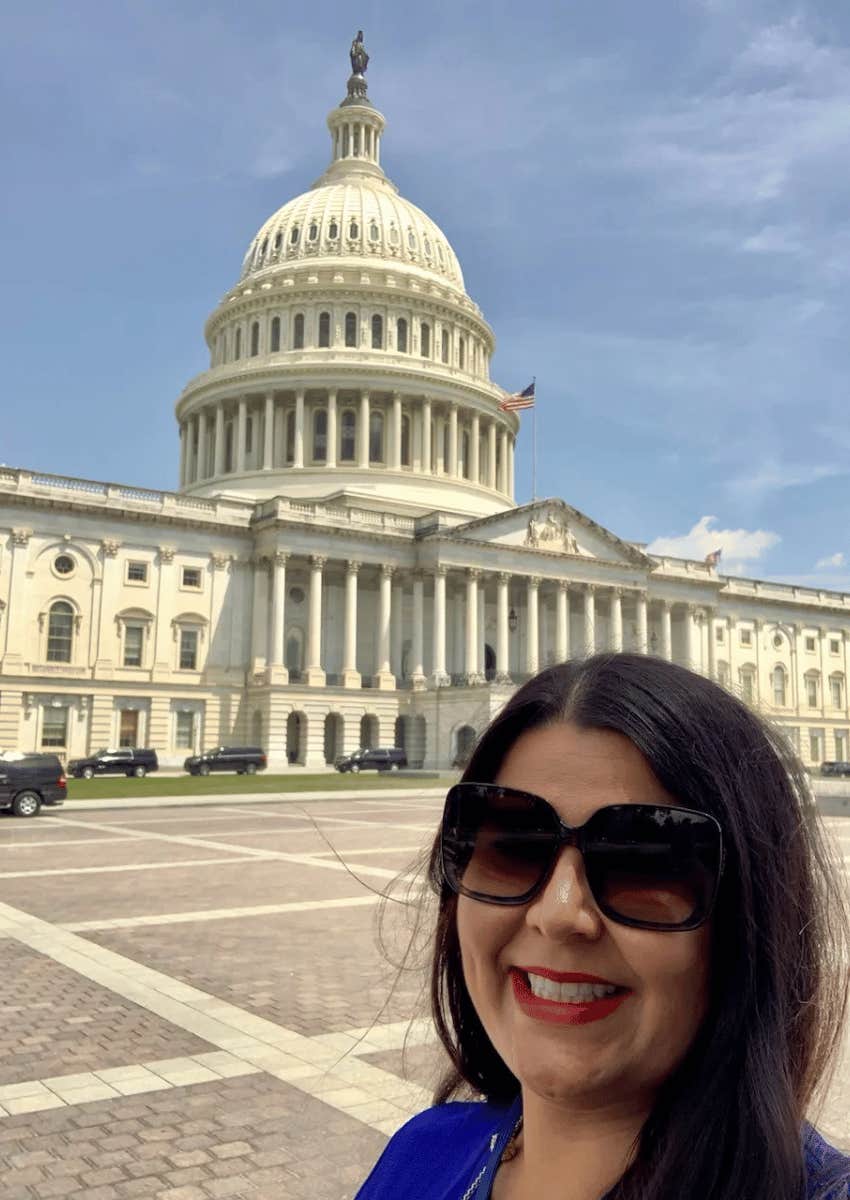 Author poses in Washington, DC