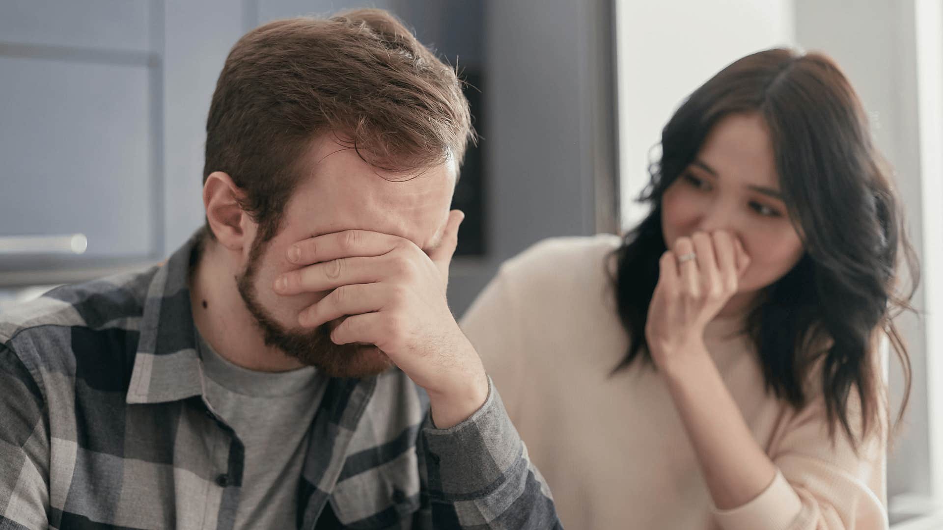 Man crying with partner