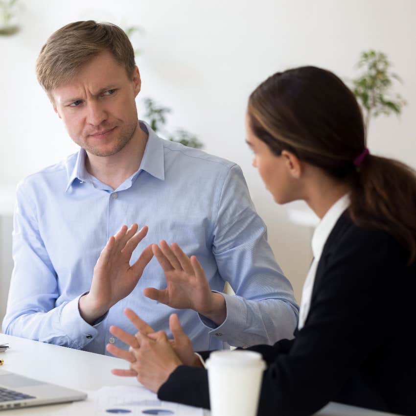 Employee meeting with her disrespectful boss