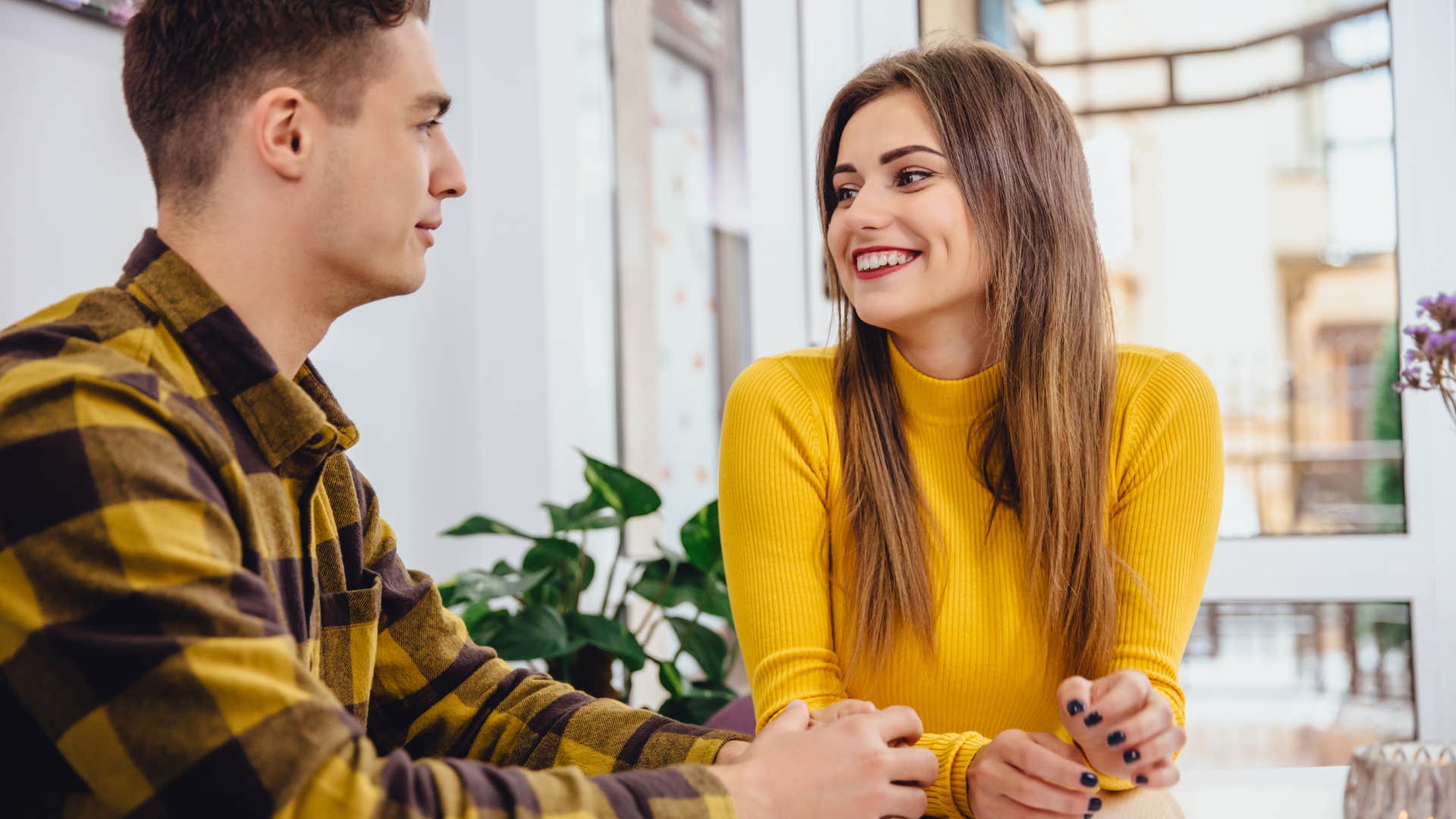 Woman talking to her best friend happily