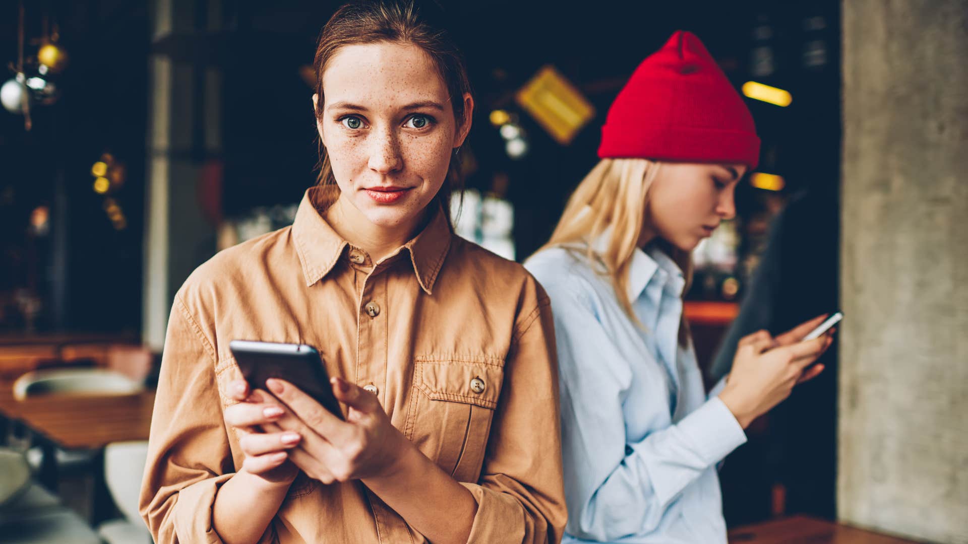 Woman looking annoyed away from her partner.