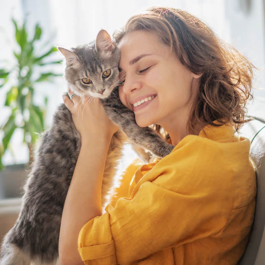 Woman and her cat