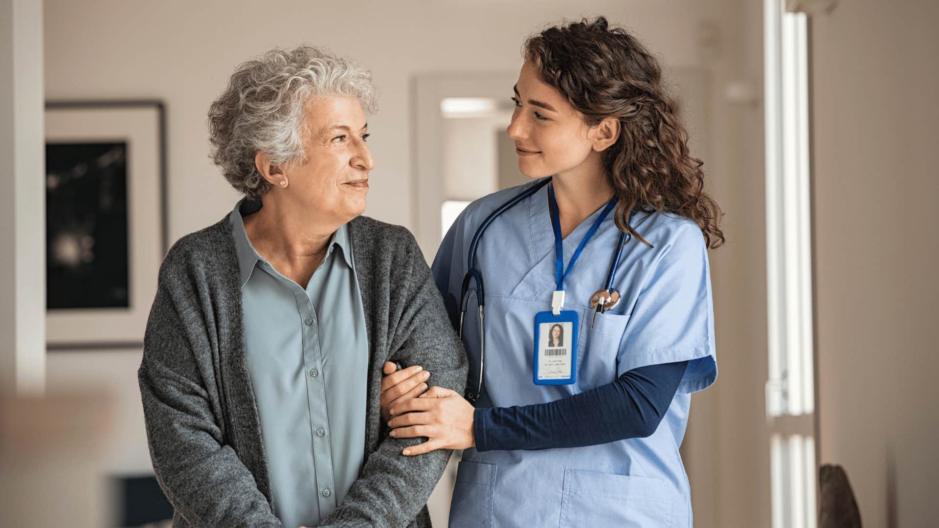 older woman with nurse