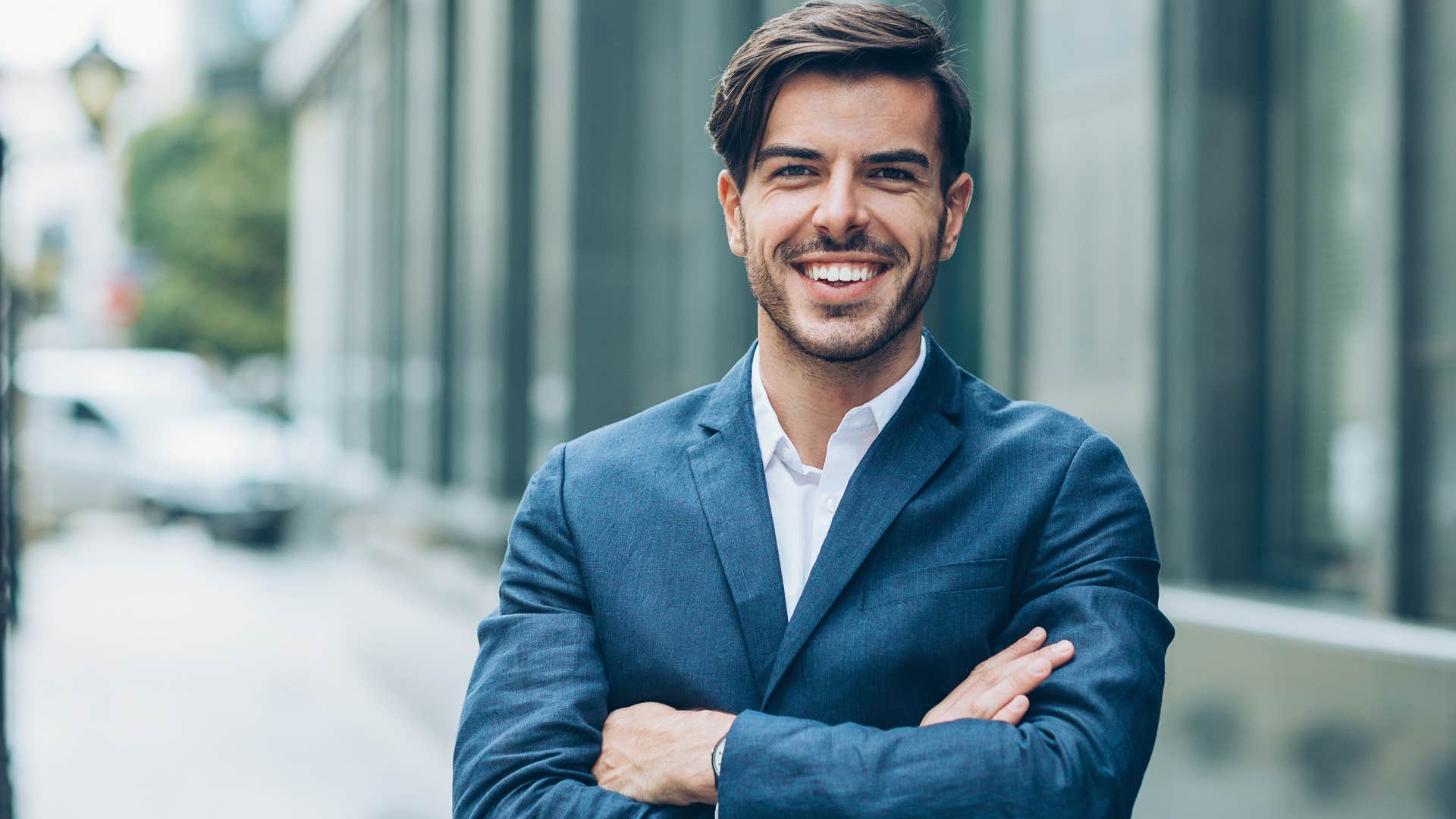 Man looking confident in his work clothes.