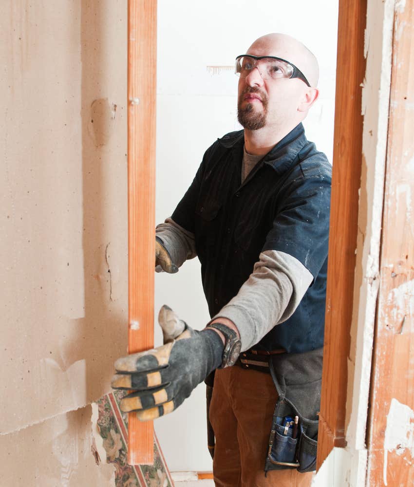 contractor working on a bathroom remodel