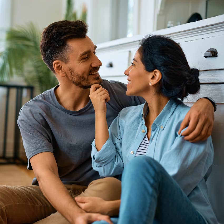 Married couple having a deep conversation