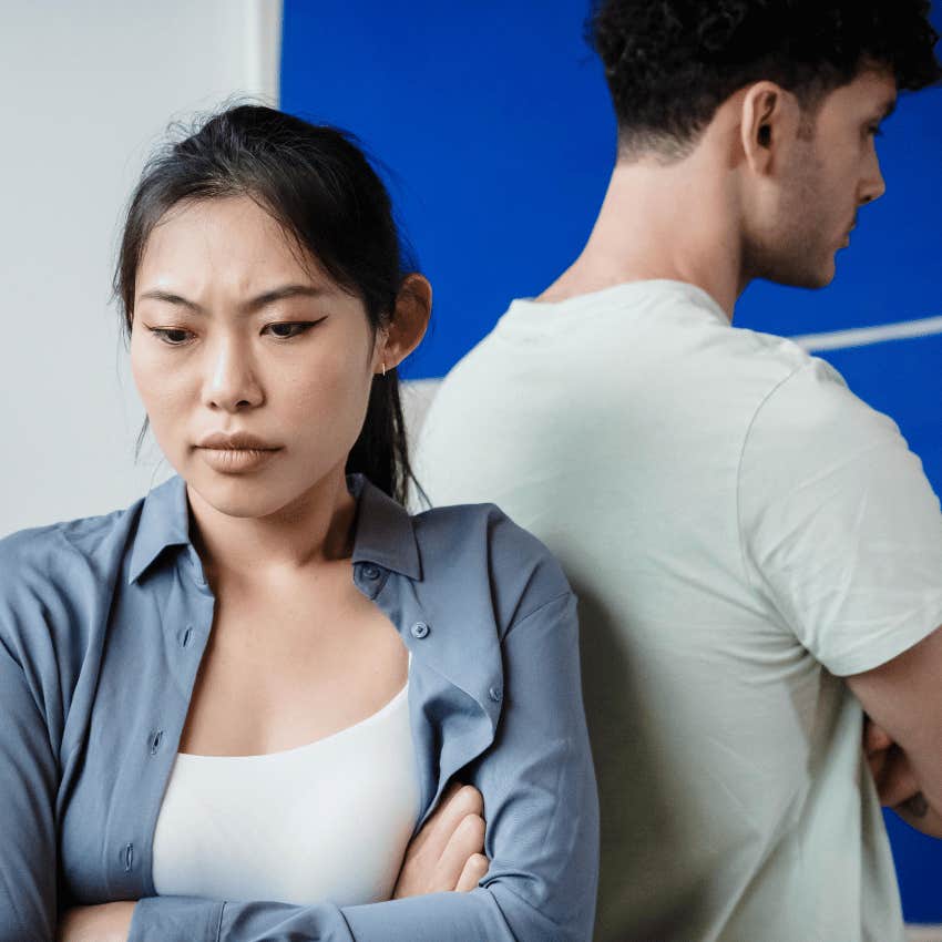 couple facing away from each other