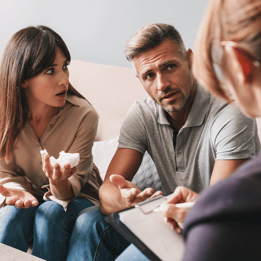 couple speaking to a therapist