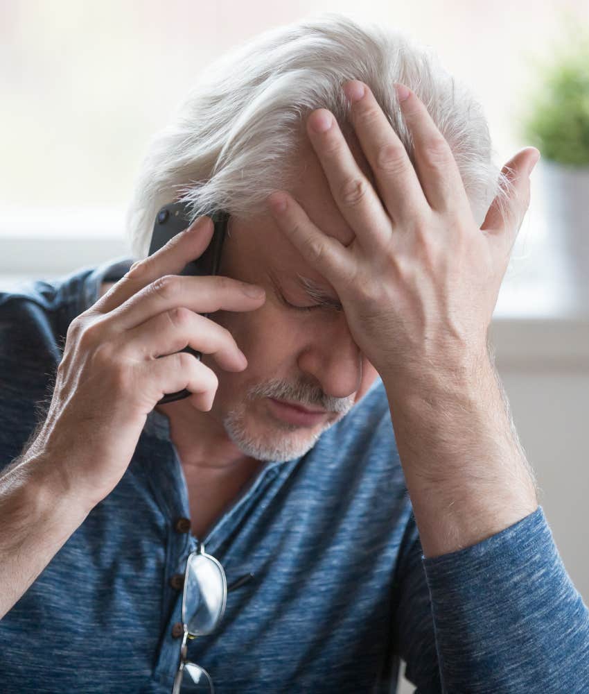 dad talking to his adult daughter getting upsetting news