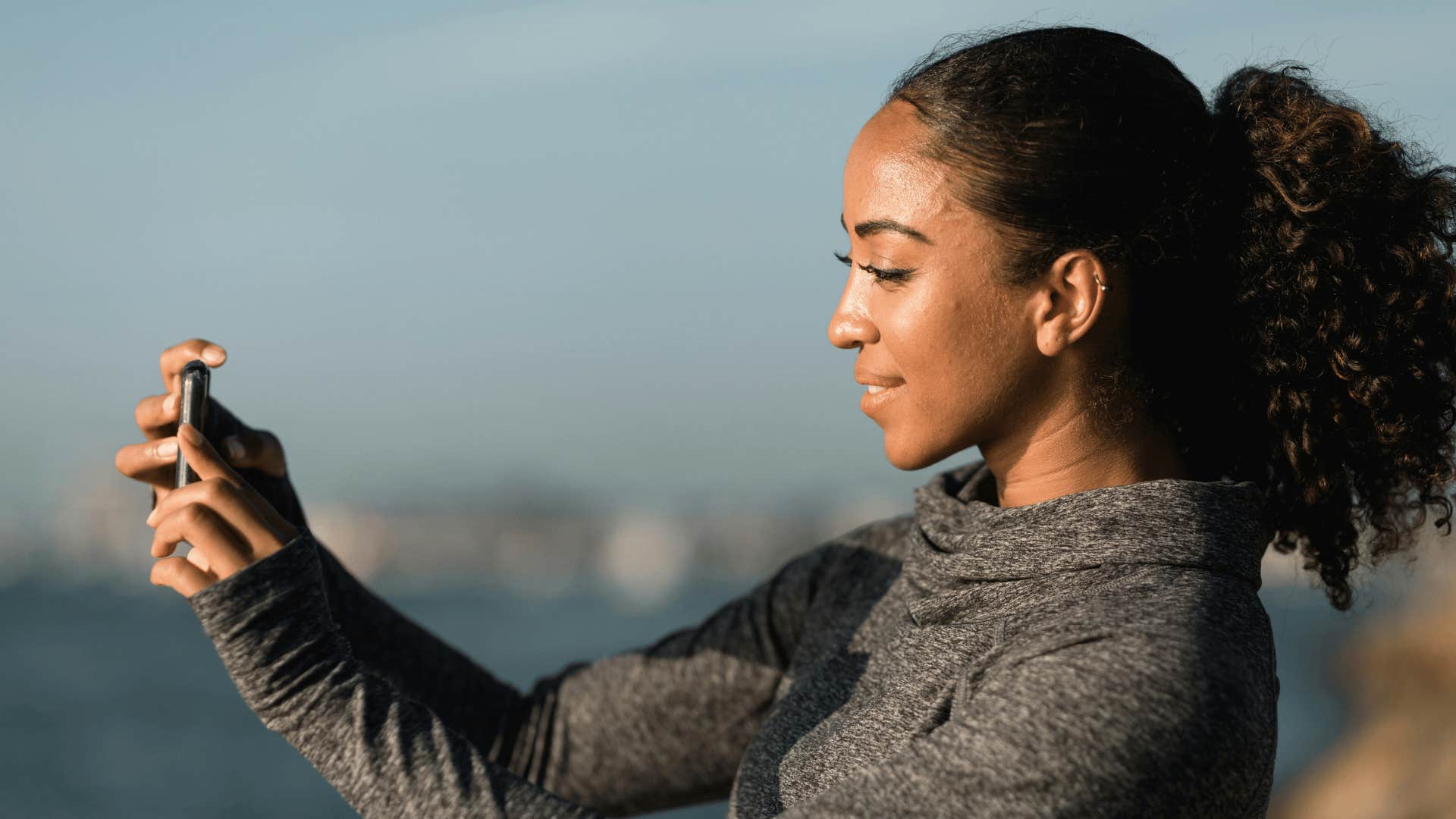 woman taking selfie