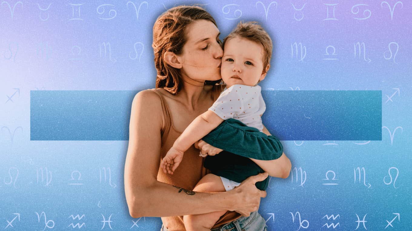 mom kissing baby with zodiac sign easy care for