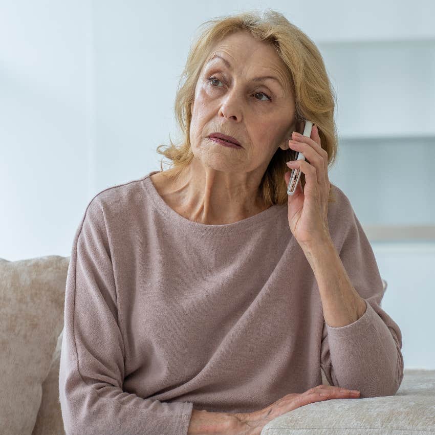 Elderly mom on the phone