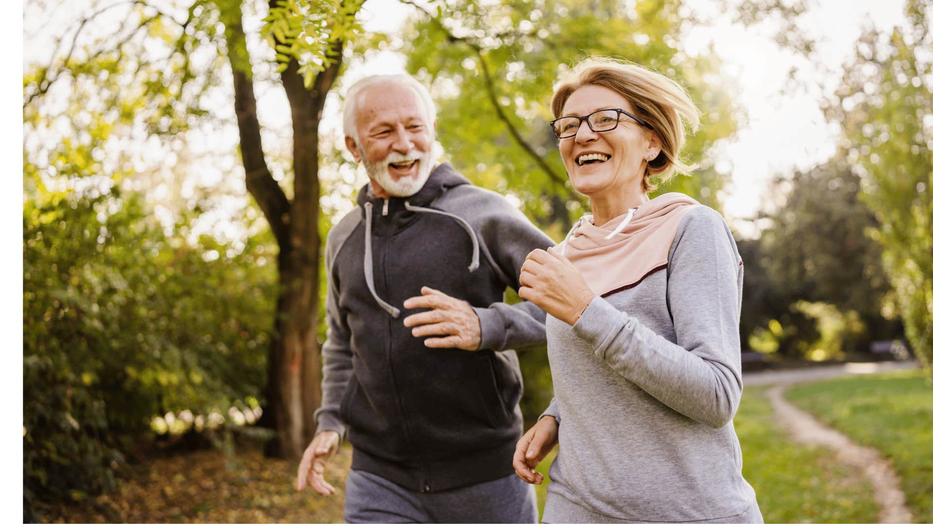 Couple goes running in park