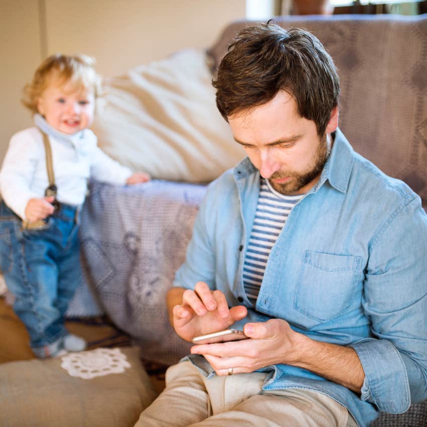 Emotionally immature father ignoring his child