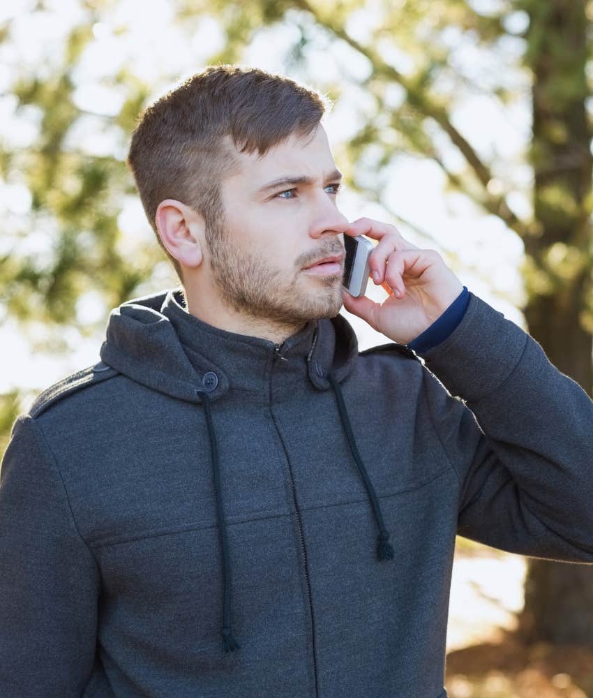 Father on phone trying to schedule visitation with son