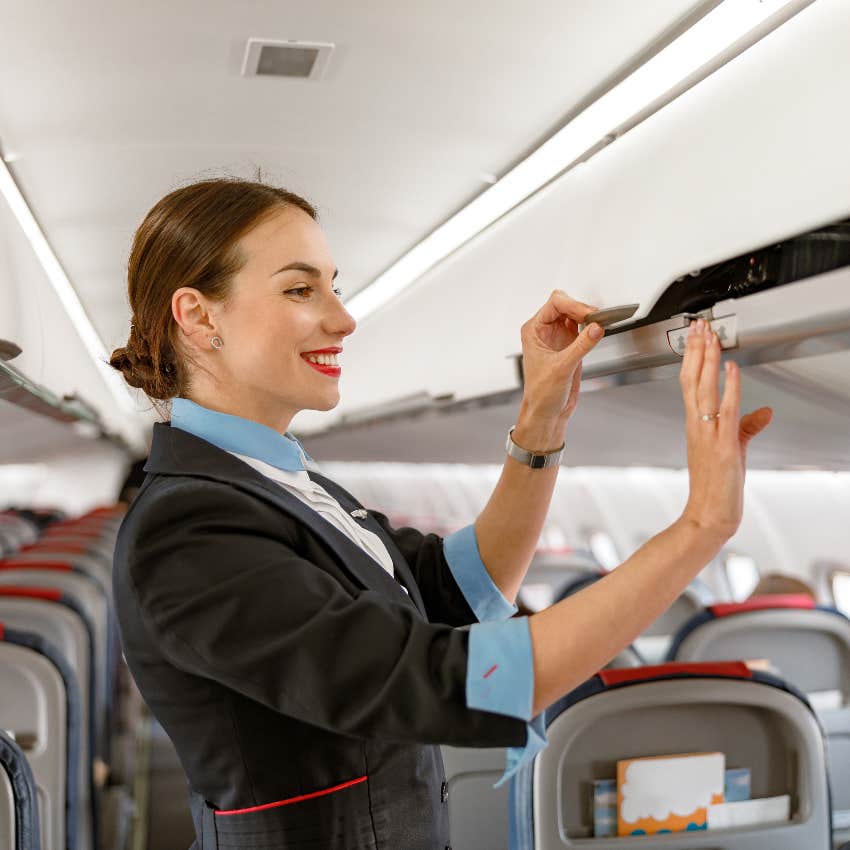 Flight attendant working