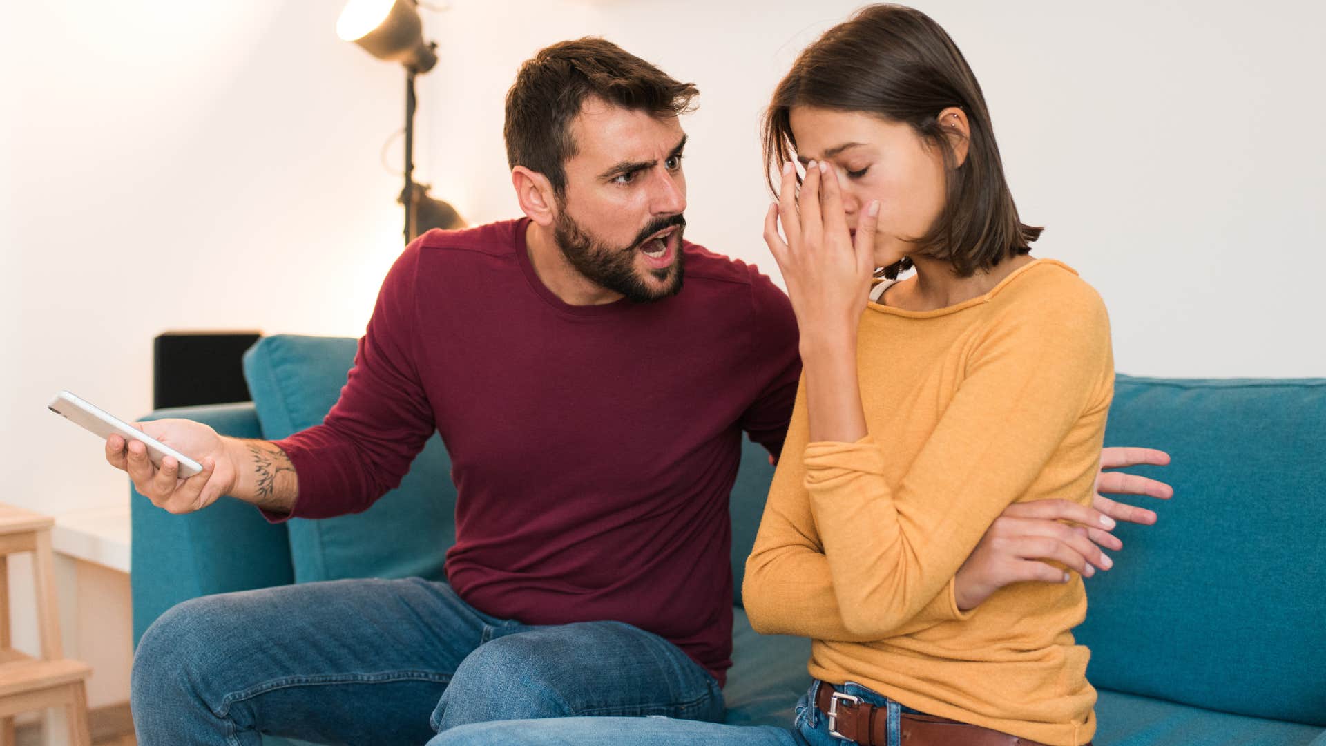 Couple having an argument at home.