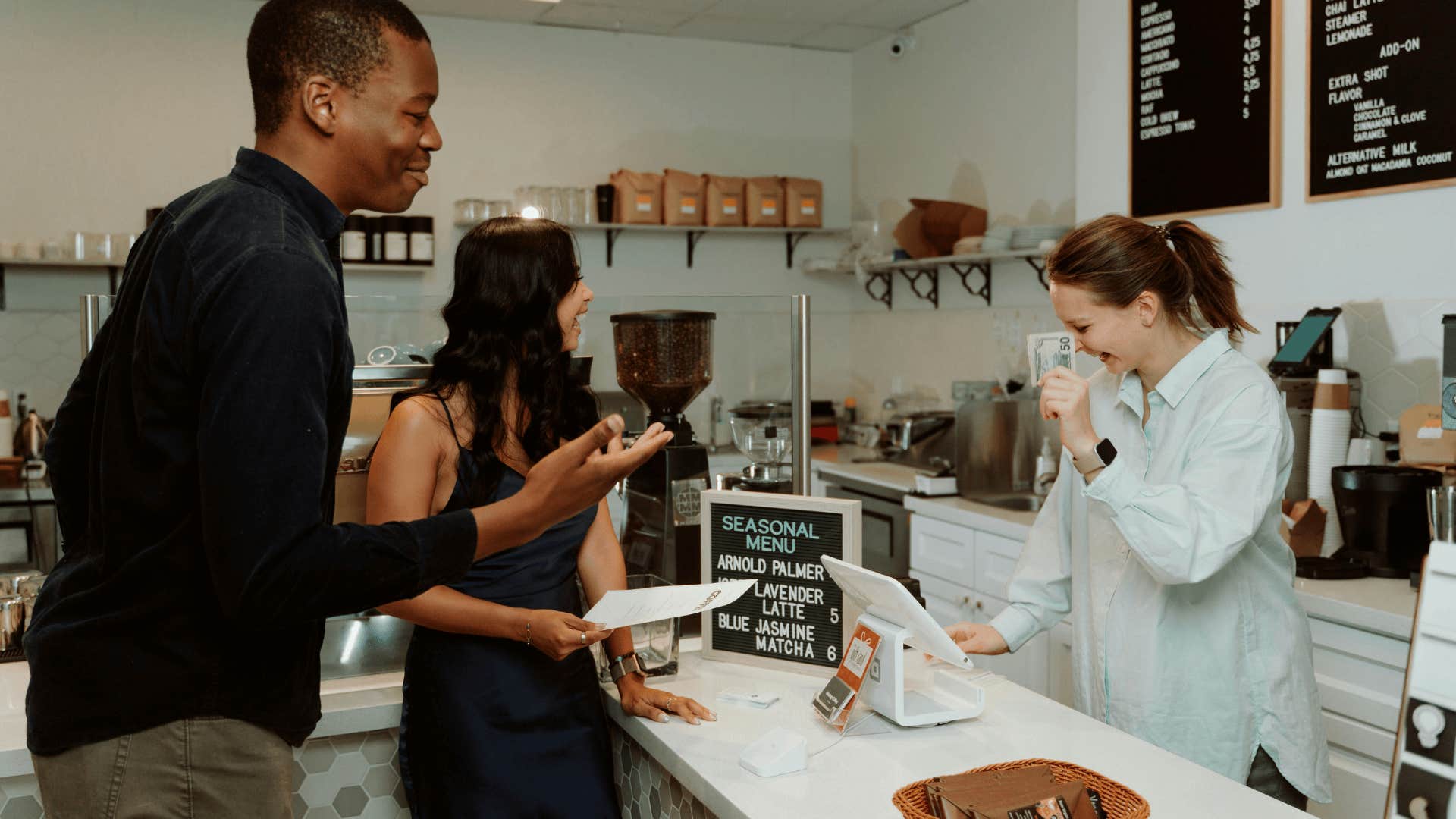 man ordering coffee