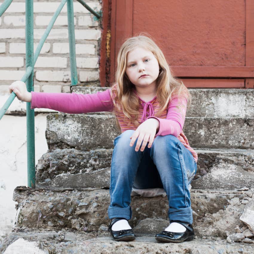 Young girl locked out of her house