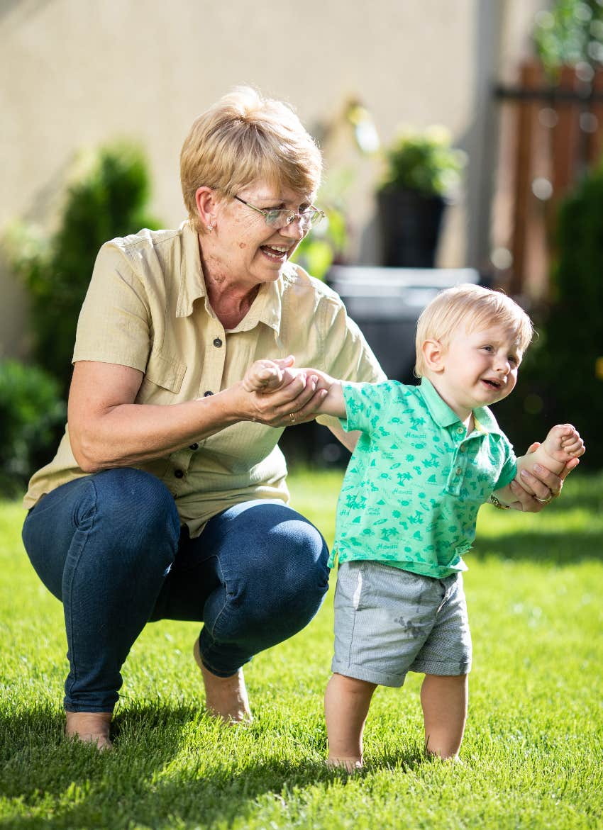 Grandma babysitting toddler