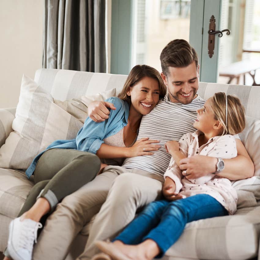 Happy family with boring husband