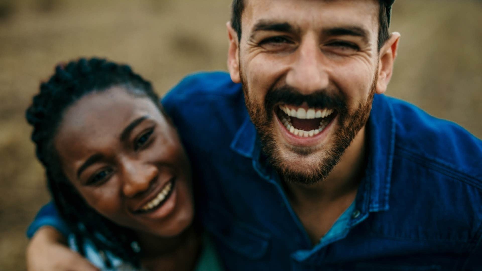 Healthy man smiling with his partner. 