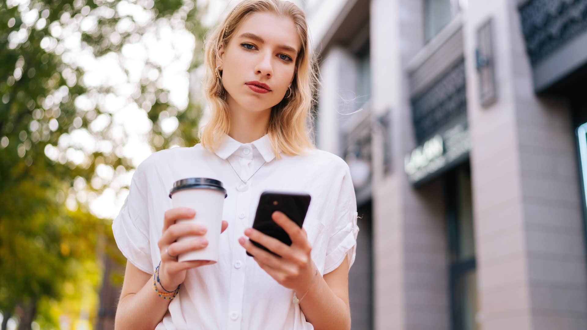 Woman ignoring a call on her phone