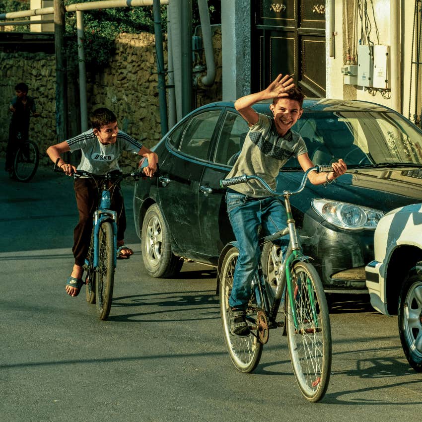 kids riding bikes