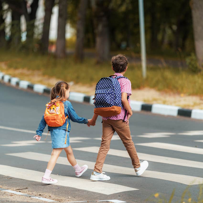 Independent kids walking to school