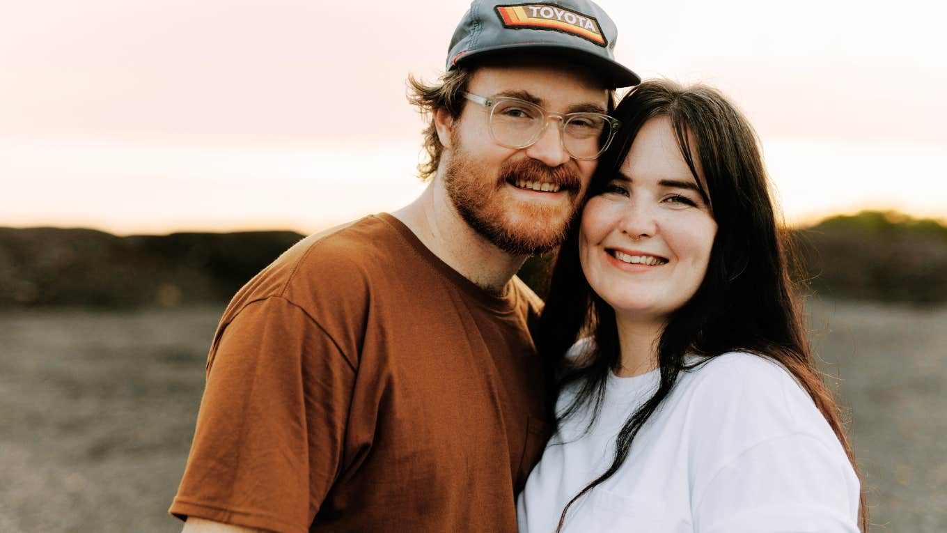 Couple smiling together.