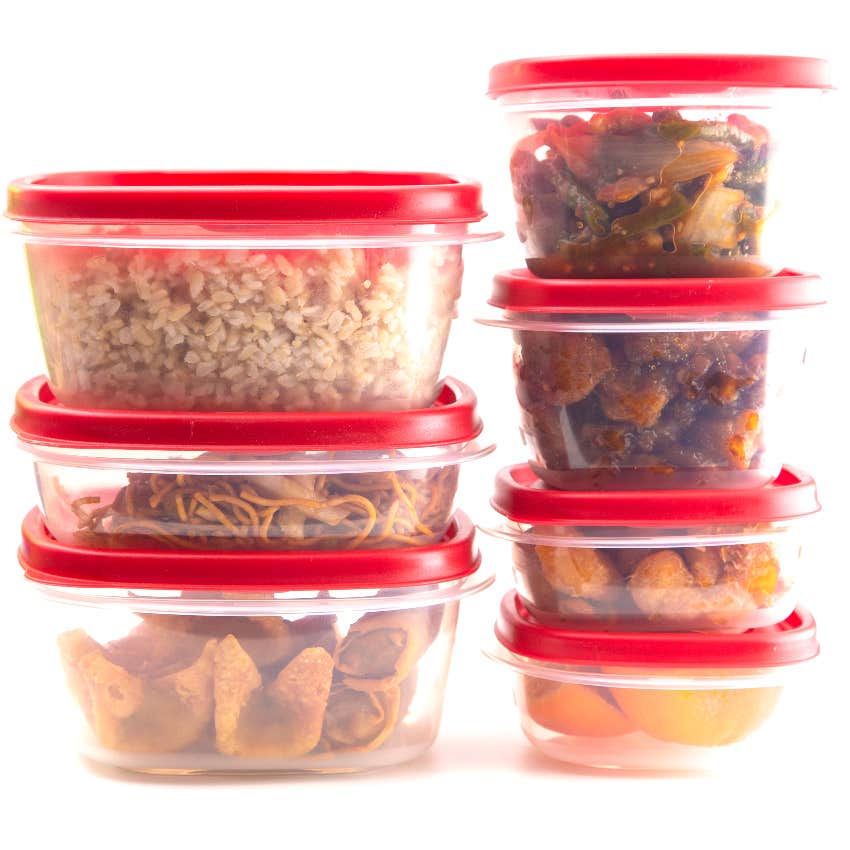 Leftover food in Tupperware